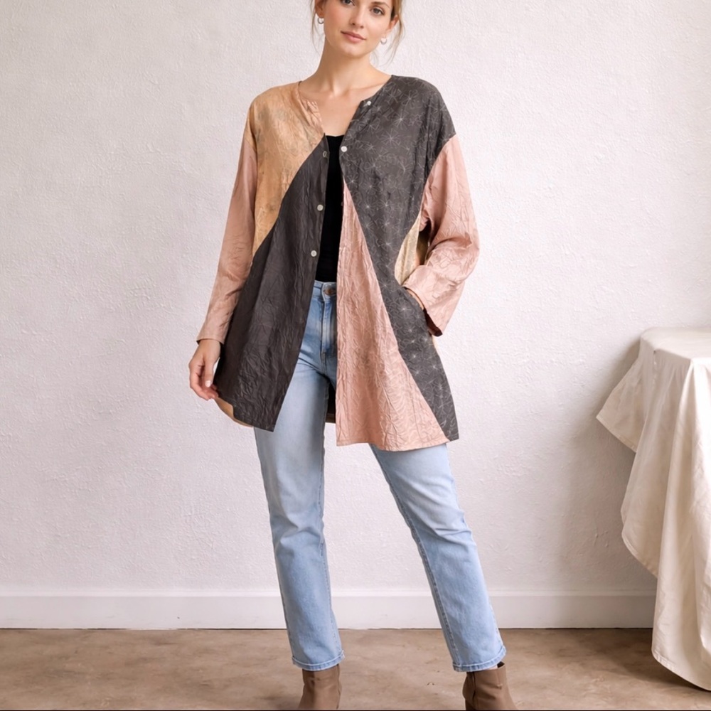 Patchwork Longline Kimono Vintage 90s USA Made Oversized By Staley Gretzinger
